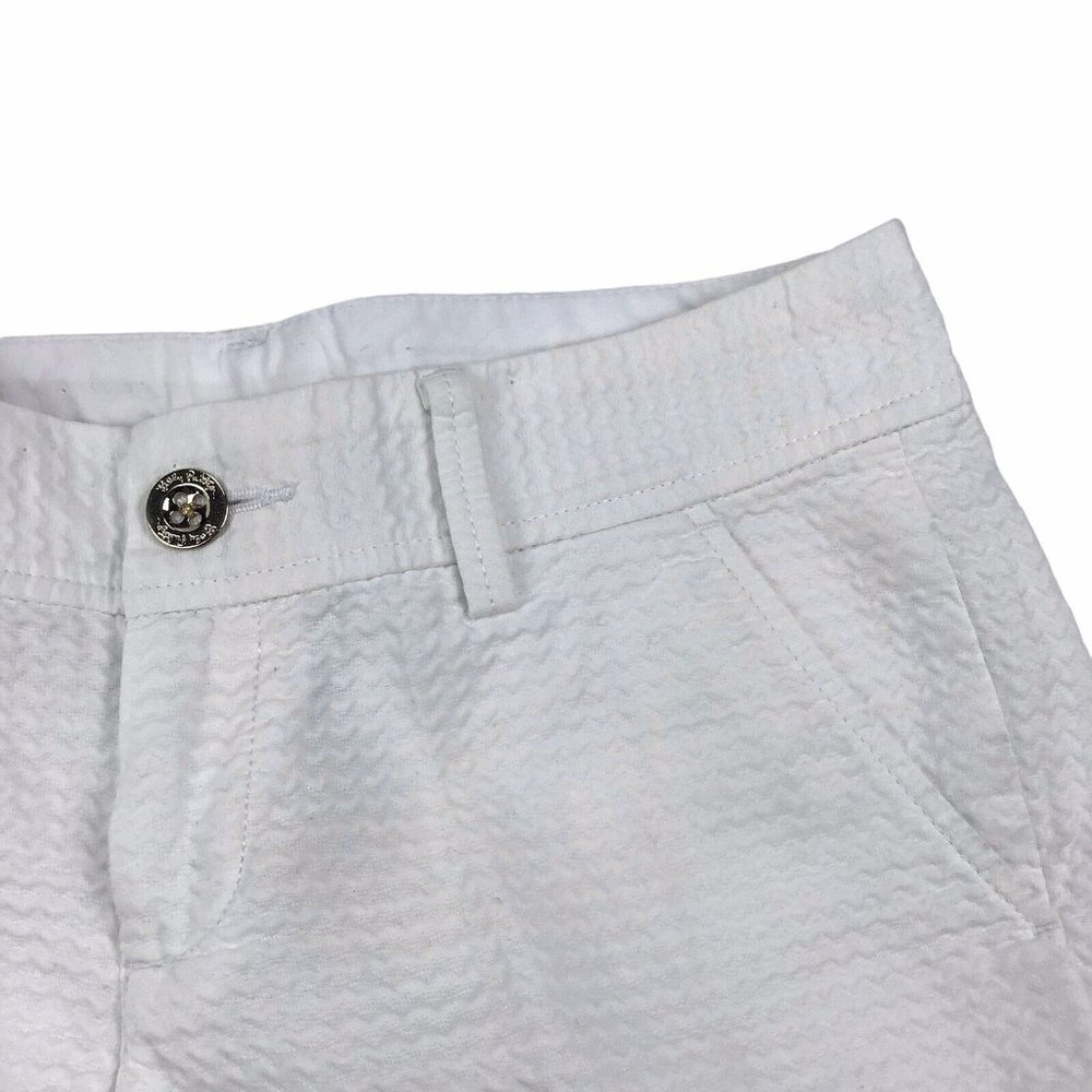 Lilly Pulitzer The Callahan Shorts Seersucker White Women's Sz 2 Cotton Low Rise - Picture 2 of 4